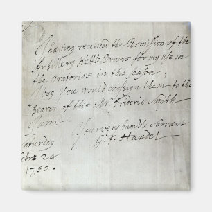 Brev från George Frederick Handel Magnet