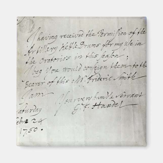 Brev från George Frederick Handel Magnet (Framsidan)