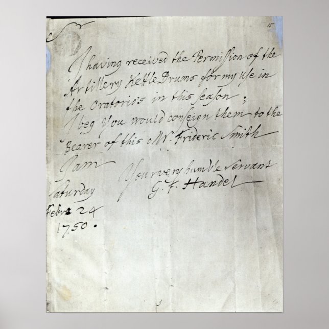 Brev från George Frederick Handel Poster (Framsidan)
