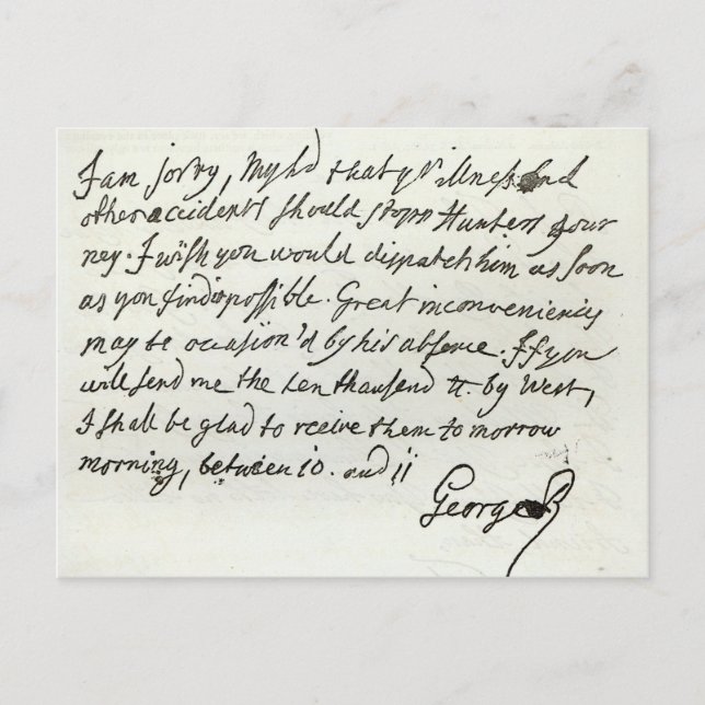 Brev från George II till Newcastle Duke Vykort (Framsida)