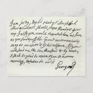 Brev från George II till Newcastle Duke Vykort