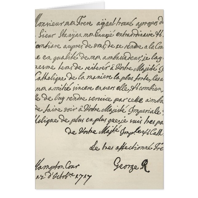 Brev från George mig till Charles VI Hälsningskort (Framsidan)