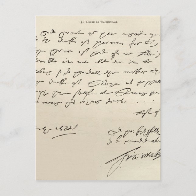 Brev från Herr Francis Drake Vykort (Framsida)
