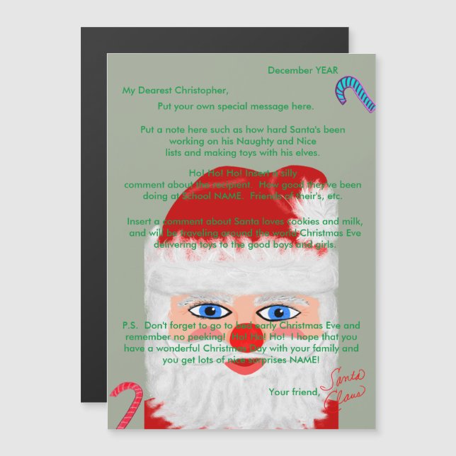 Brev från Jultomten Polkagrisar (Fram/baksida)