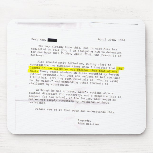 Brev från lärare - "Acceptera mina lärare!" Musmatta (Framsidan)