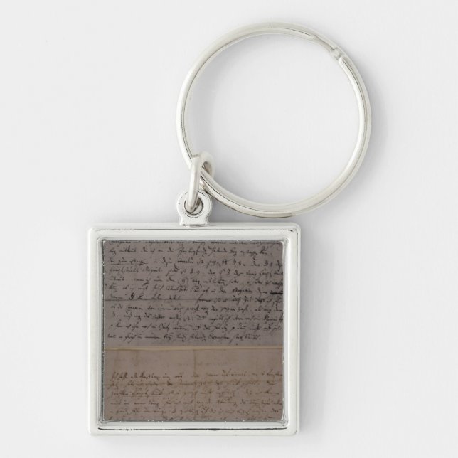Brev från Leopold Mozart Fyrkantig Silverfärgad Nyckelring (Framsidan)
