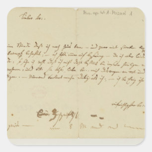 Brev från Mozart till en freemason, Januari 1786 Fyrkantigt Klistermärke