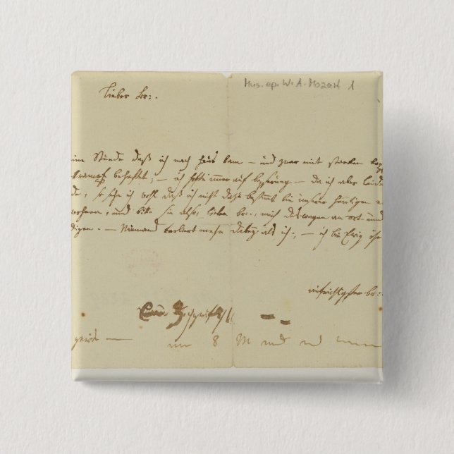 Brev från Mozart till en freemason, Januari 1786 Knapp (Framsida)