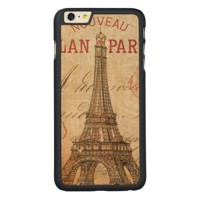 Brev från Paris Carved Wood iPhone Skal (Baksidan)