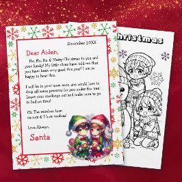 Brev från Santa Cute Watercolor Anime Elves