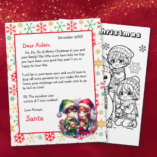 Brev från Santa Cute Watercolor Anime Elves