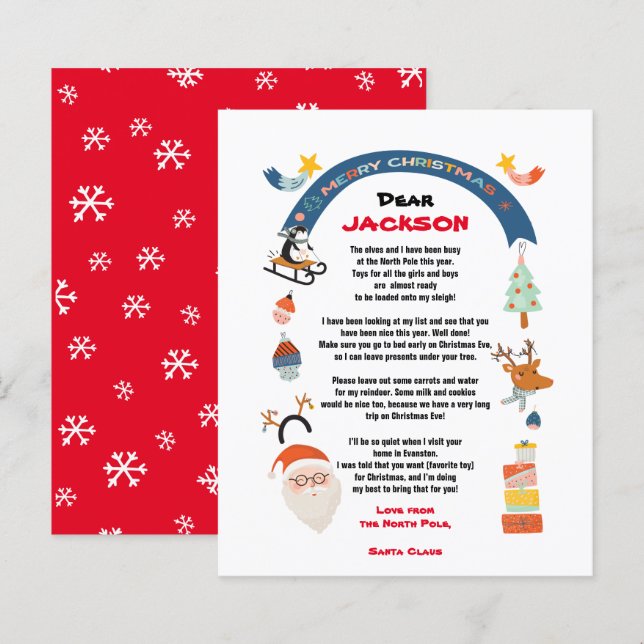 Brev från Santa från Nordpolen (Fram/baksida)