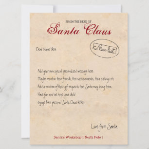 Brev från Santa Personligs skål Inbjudningar