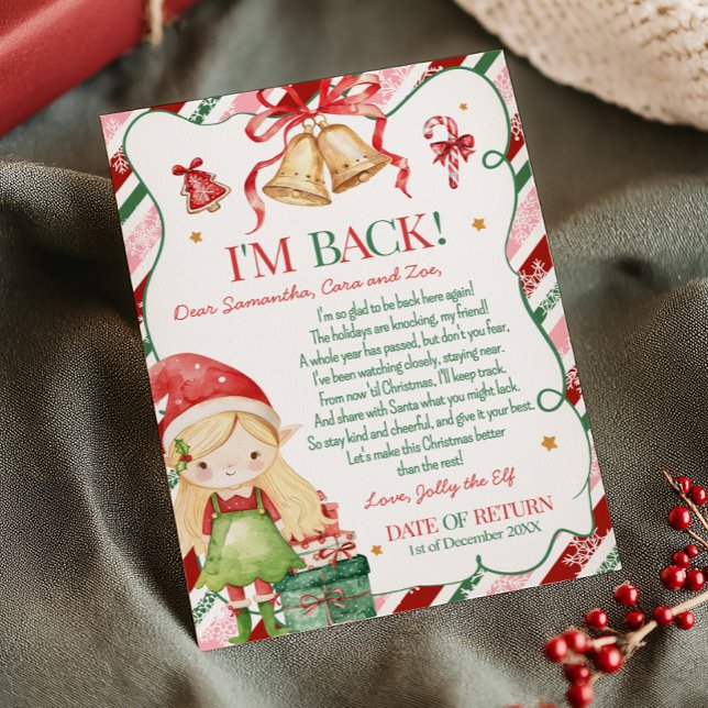 Brev från tomte julflicka brevkort inbjudningar (Letter from Elf Christmas Blonde Hair Fair Girl Letter Card )