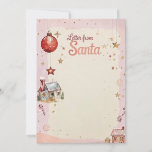 Brev från Tomte Pastell Rosa & Guldstjärnor Inbjudningar