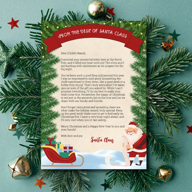 Brev från Tomtefar Traditionellt Personligt Inbjudningar (Letter from Santa Claus. With traditional whimsical christmas design and customisable text.)