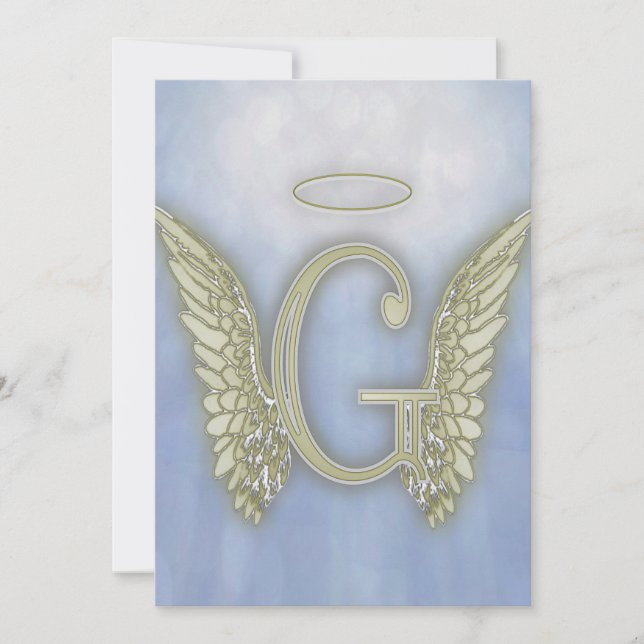 Brev G Angel Monogram Inbjudningar (Framsida)