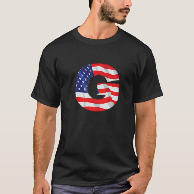 Brev G Capital Alphabet Förenta staterna Flagga Mo T Shirt (Framsida)