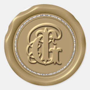 *~* Brev G Diamond Circle GULD Vax sätesförslutnin Runt Klistermärke
