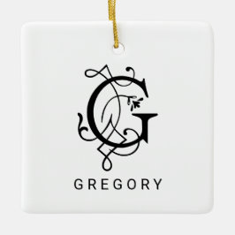 Brev G Elegant Monogram jul Ornament