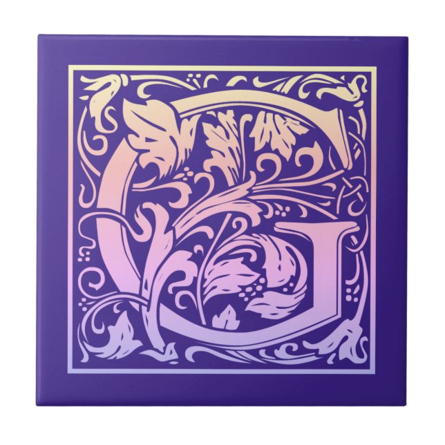 Brev G Färggradient Vintage första Brev Kakelplatta (Framsidan)