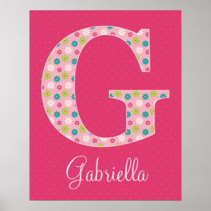 Brev G första Alphabet Poster för flicka