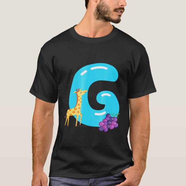 Brev G Giraffe Grape Brev med Bilder Tee (Framsida)