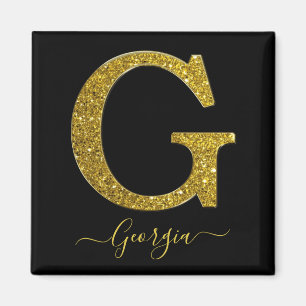 Brev G Glitter Guld Magnet
