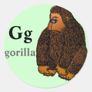 Brev G gorilla Stickers Runt Klistermärke