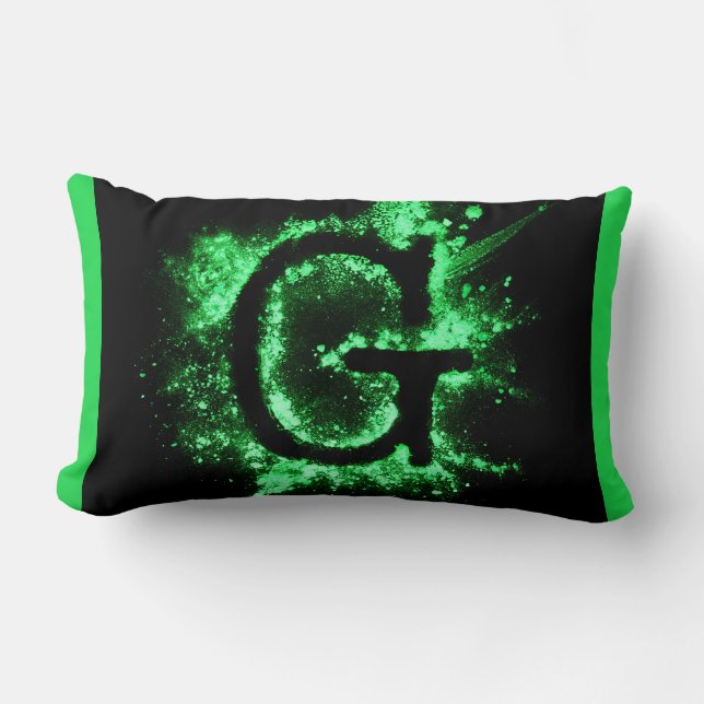 Brev G-Grönt, versalt Alphabet Lumbarkudde (Framsida)