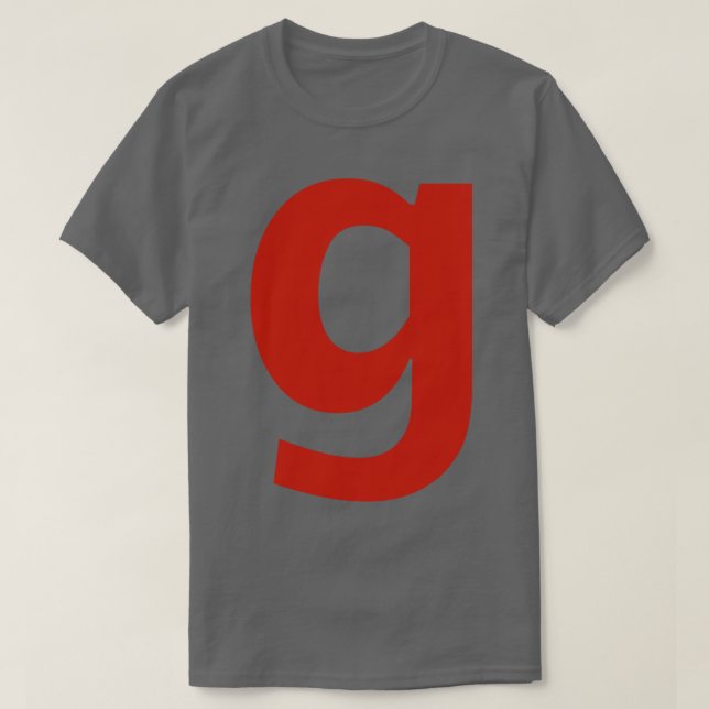 Brev g i minimal typografi av röd text t shirt (Design framsida)