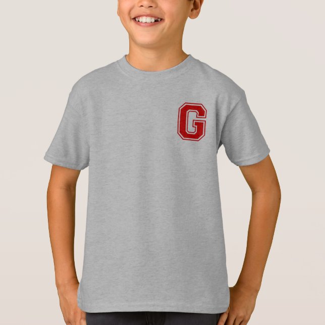 Brev G - Initial Namn Alphabet Monogram T Shirt (Framsida)