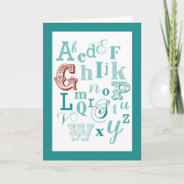 Brev G Inledande Namn Alphabet Birthday Teal & Red Kort