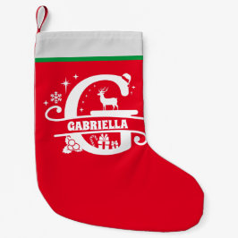 Brev G jul Monogram Initial Namn Red White Liten Julstrumpa