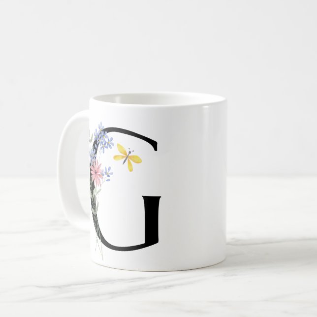 Brev G med blommor Kaffemugg (Framsida vänster)