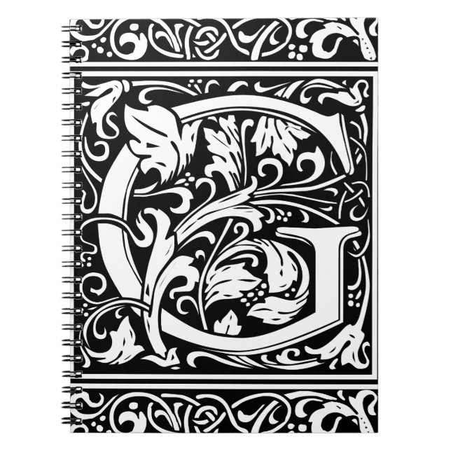 Brev G Medieval Monogram Art nouveau Anteckningsbok (Framsidan)