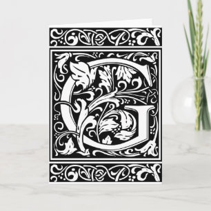 Brev G Medieval Monogram Art nouveau Anteckningskort