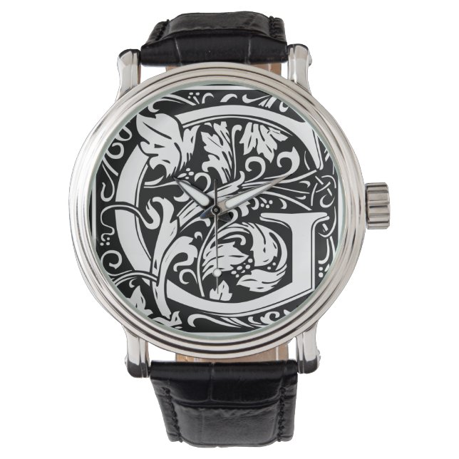 Brev G Medieval Monogram Art nouveau Armbandsur (Framsida)