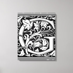 Brev G Medieval Monogram Art nouveau Canvastryck