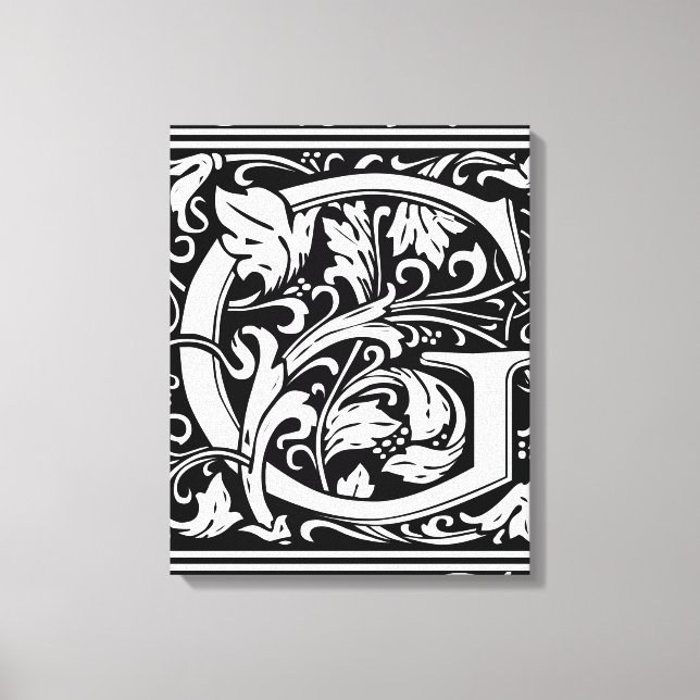 Brev G Medieval Monogram Art nouveau Canvastryck (Framsida)