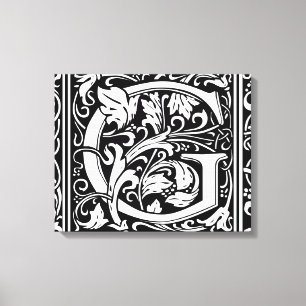 Brev G Medieval Monogram Art nouveau Canvastryck