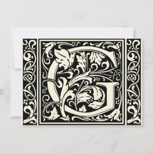 Brev G Medieval Monogram Art nouveau Inbjudningar