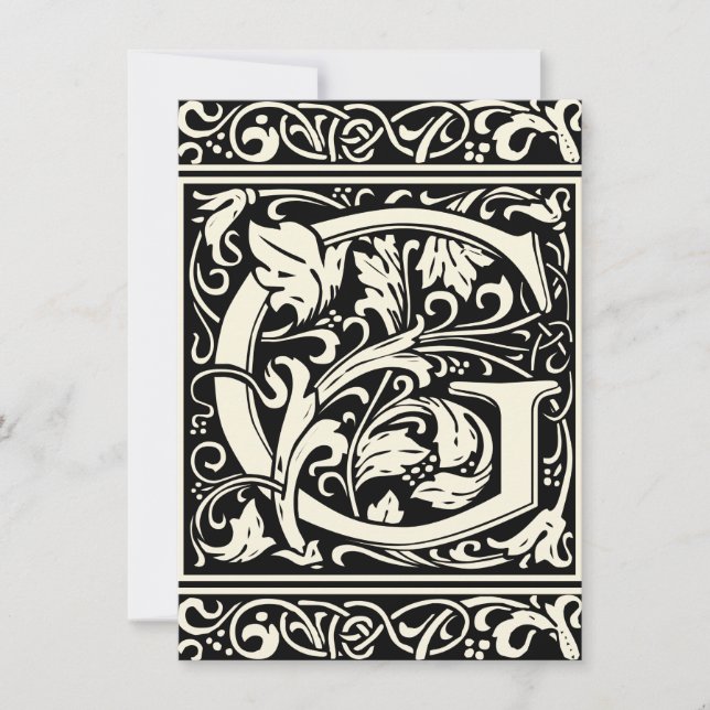 Brev G Medieval Monogram Art nouveau Inbjudningar (Framsida)