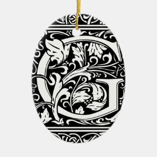 Brev G Medieval Monogram Art nouveau Julgransprydnad Keramik