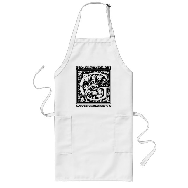 Brev G Medieval Monogram Art nouveau Långt Förkläde (Framsidan)