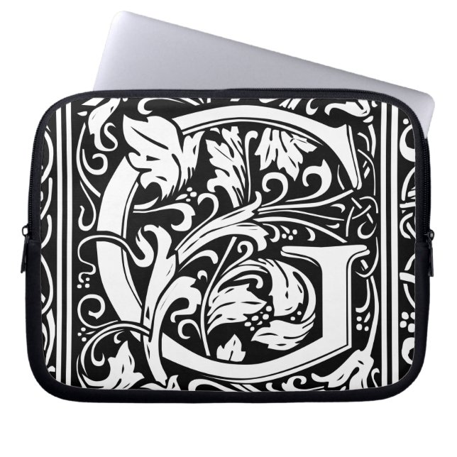 Brev G Medieval Monogram Art nouveau Laptop Sleeve (Framsidan)