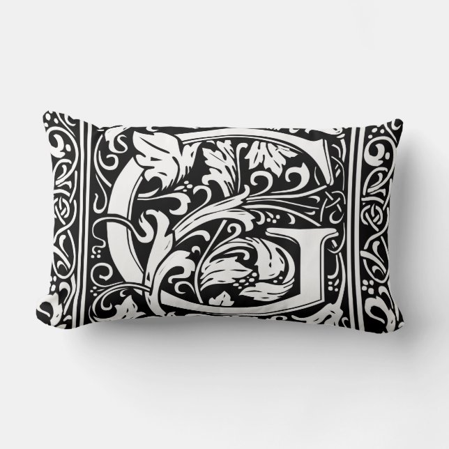 Brev G Medieval Monogram Art nouveau Lumbarkudde (Framsida)