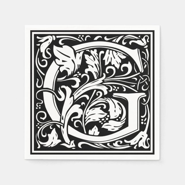 Brev G Medieval Monogram Art nouveau Pappersservett (Framsidan)