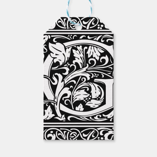 Brev G Medieval Monogram Art nouveau Presentetikett (Framsidan)