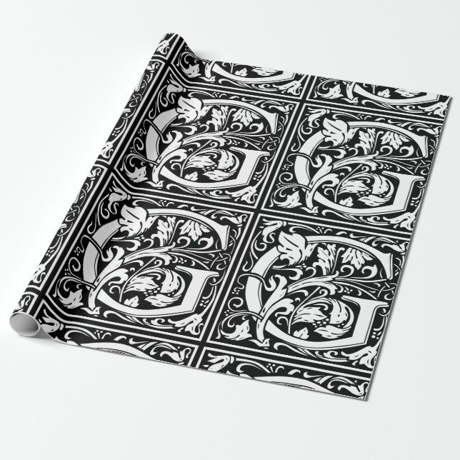 Brev G Medieval Monogram Art nouveau Presentpapper (Utrullad)